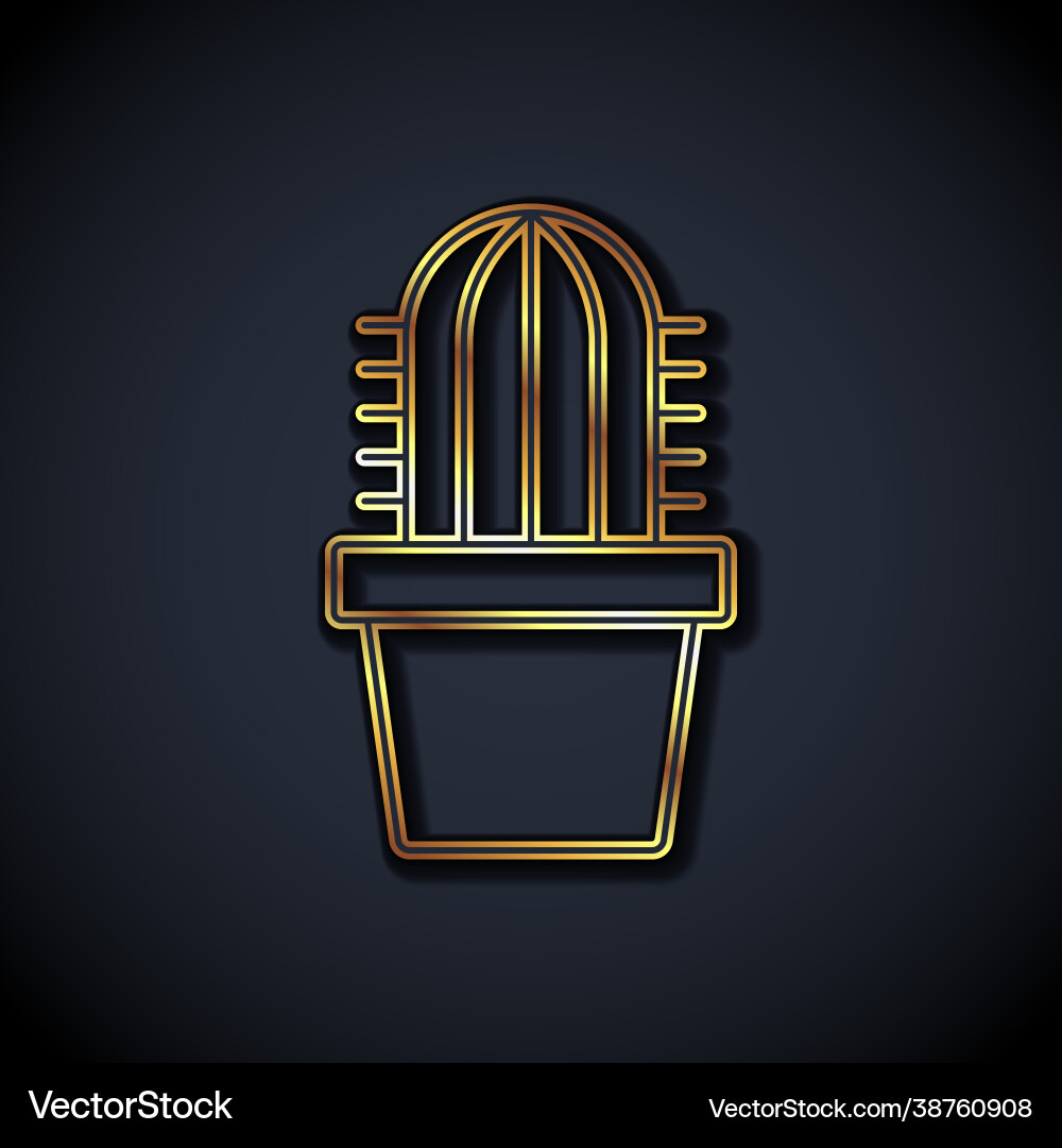 Gold line cactus peyote in pot icon isolated Gold line cactus peyote in pot icon isolated vector image