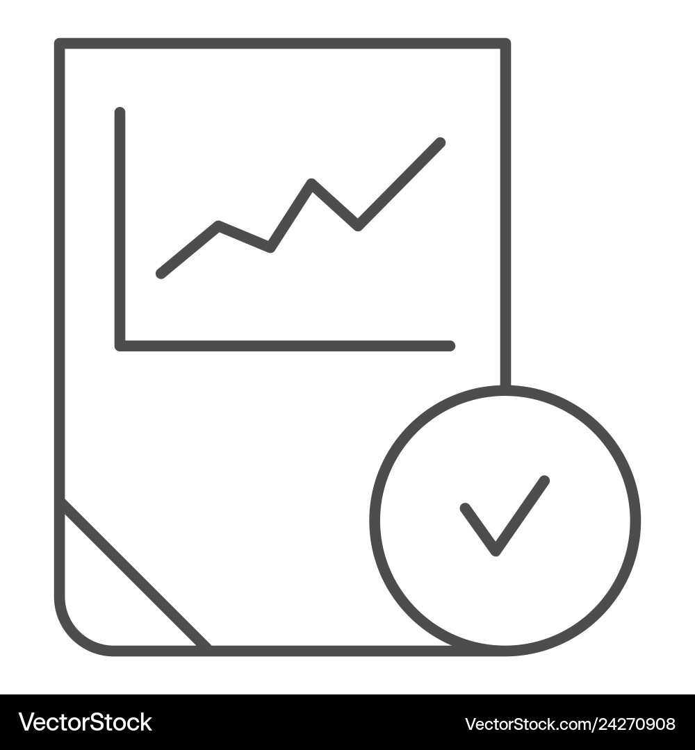 Graph with check thin line icon chart tick Graph with check thin line icon chart tick vector image