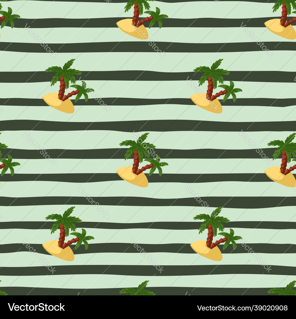 Green palms and island shapes seamless pattern Green palms and island shapes seamless pattern Vector Image