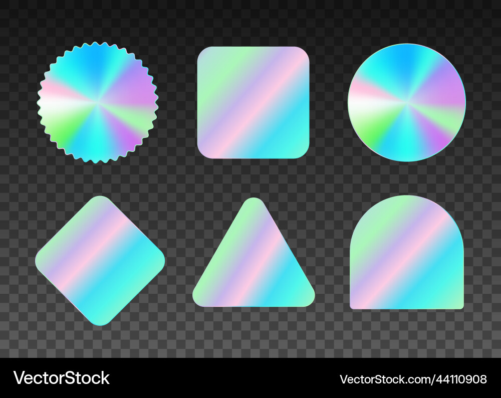 Hologram labels of different shapes realistic Hologram labels of different shapes realistic vector image
