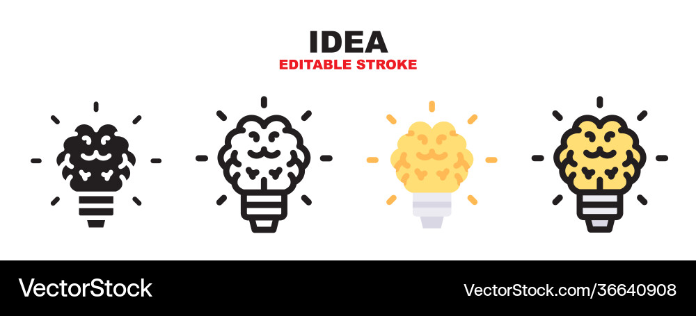 Idea icon set with different styles editable Idea icon set with different styles editable vector image