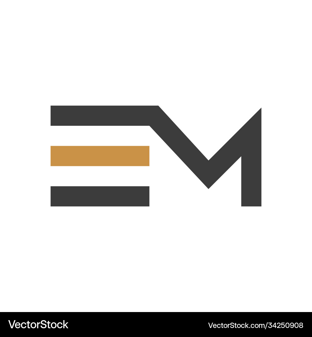 Initial letter em logo or me design te Royalty Free Vector