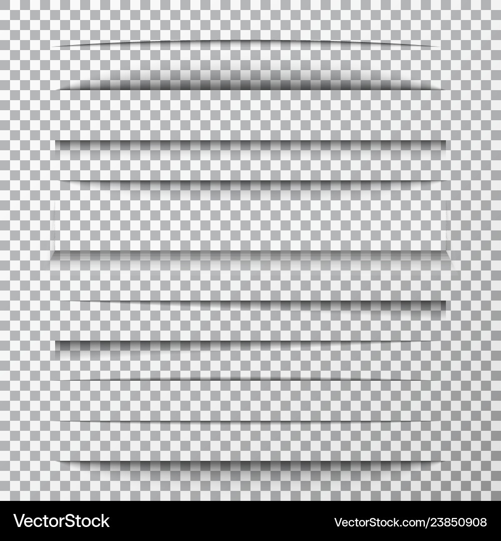 Paper shadows set on transparent background page Paper shadows set on transparent background page vector image