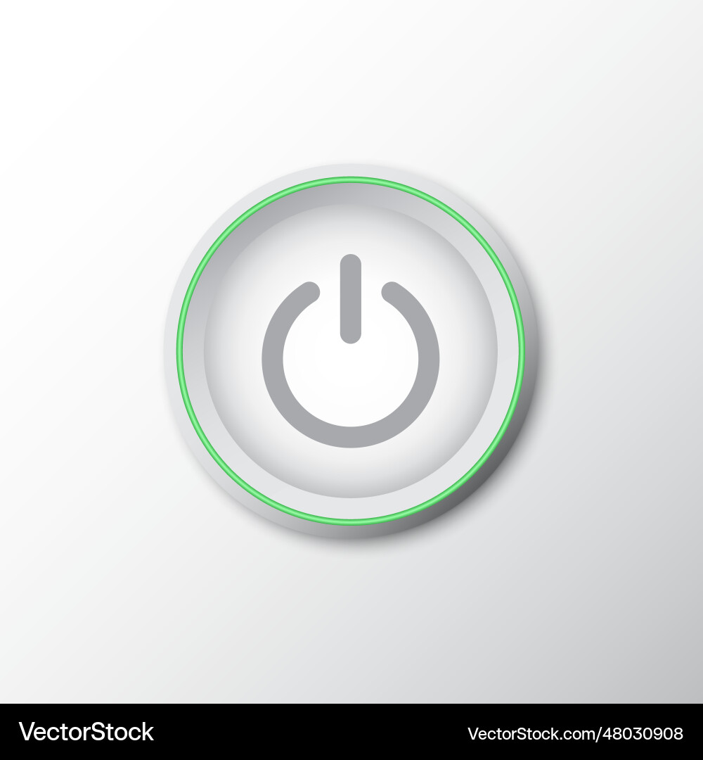 Power button with green line and shadow vector image