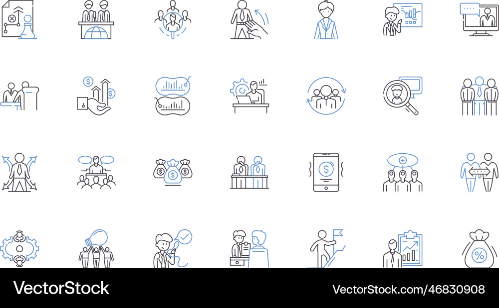 Process and procedure line icons collection vector image