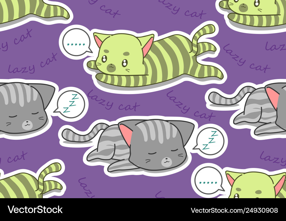 Seamless 2 lazy cats pattern Seamless 2 lazy cats pattern vector image