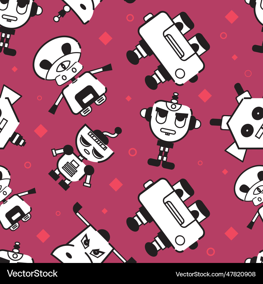 Seamless pattern background with robot toy icons Vector Image