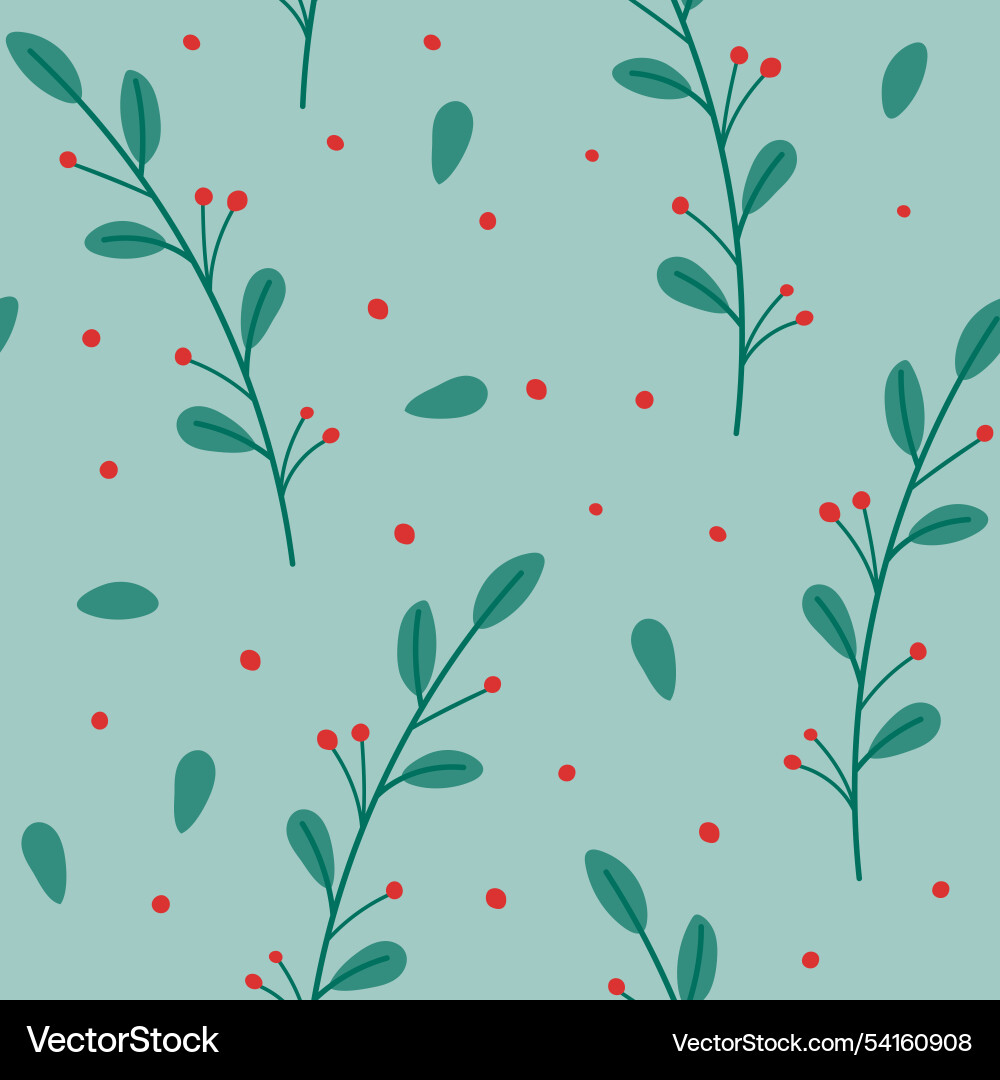 Seamless pattern of stylized twigs with berries Seamless pattern of stylized twigs with berries vector image
