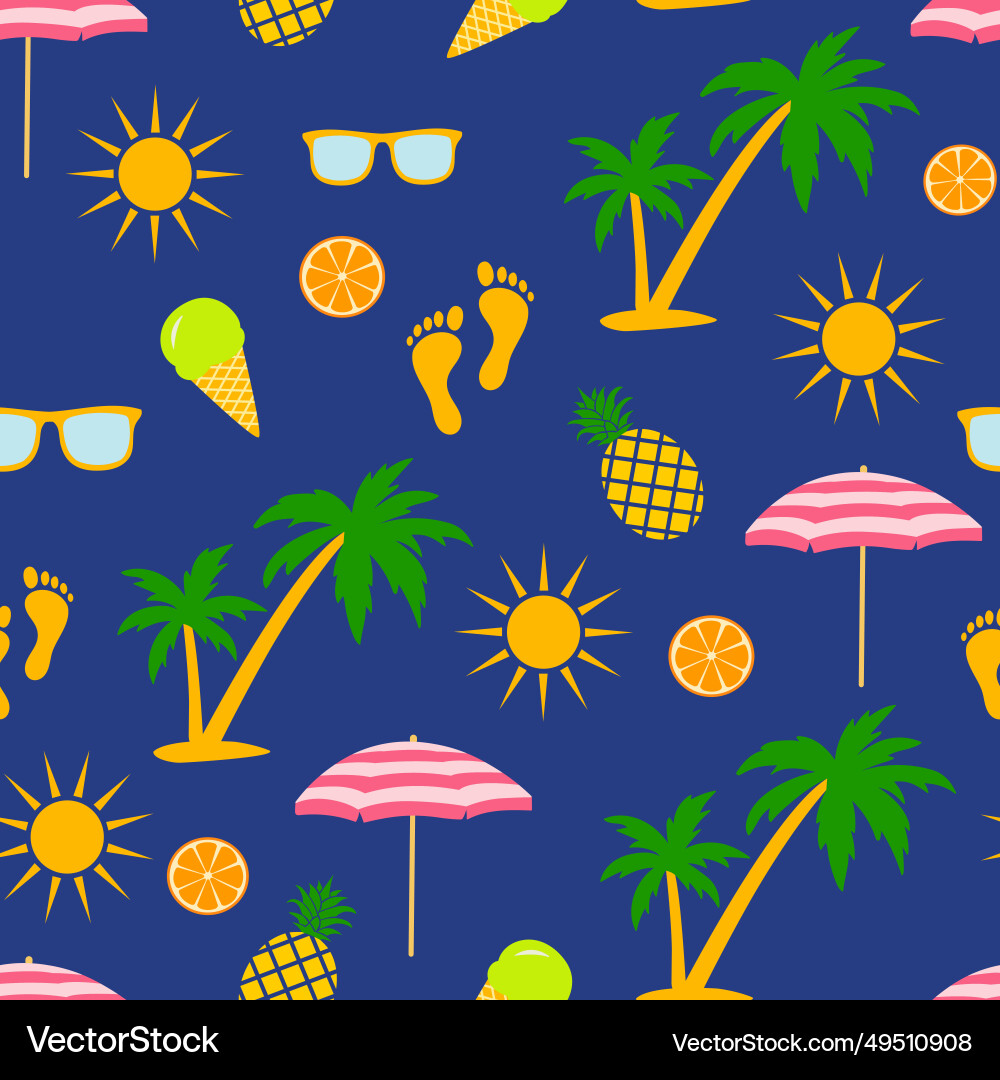 Seamless pattern with summer elements vector image