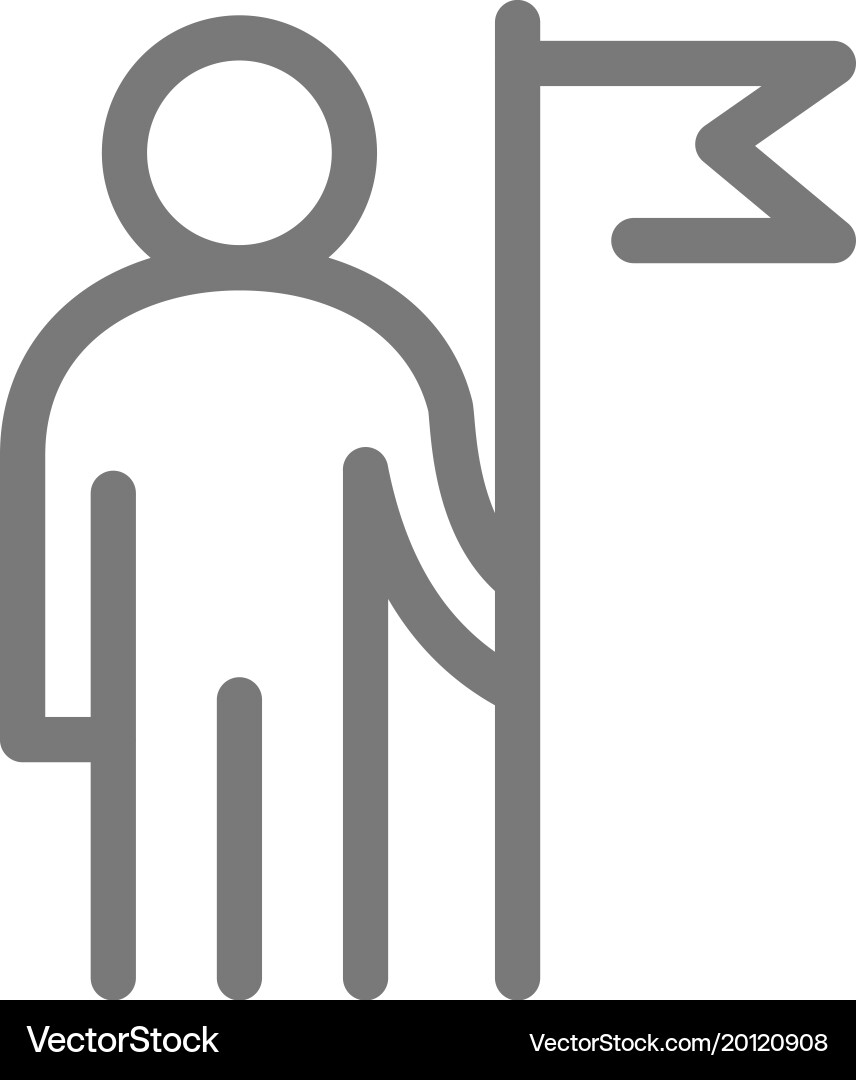Simple business man with a flag line icon symbol vector image