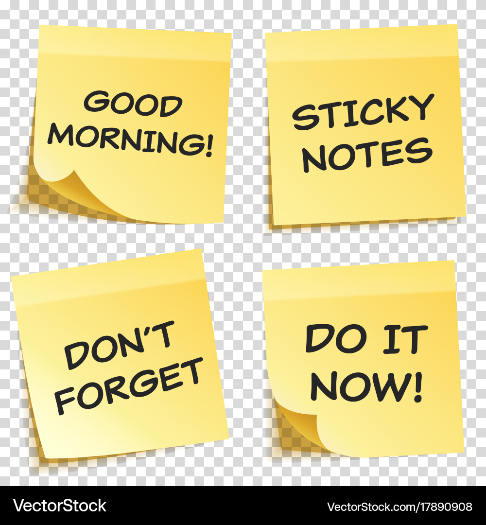 Sticky note with text and shadow isolated vector image