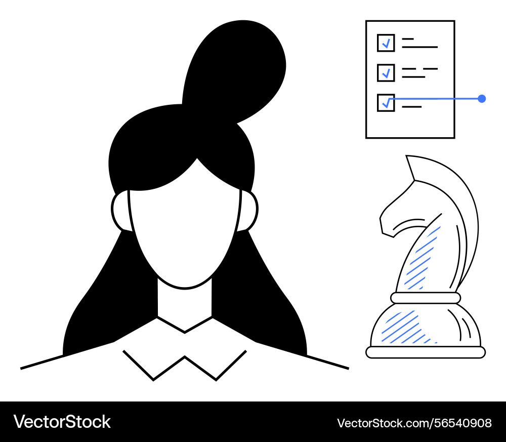 Strategist portrait with checklist and chess Strategist portrait with checklist and chess vector image