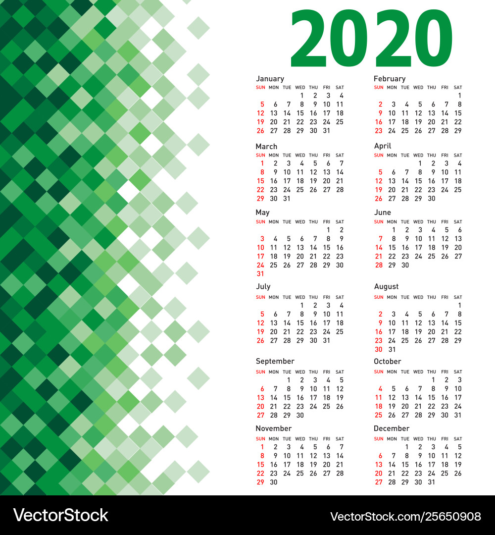 Stylish calendar with abstract triangle mosaic Vector Image