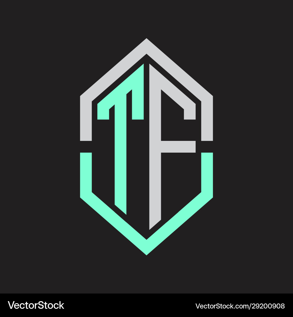 Tf logo monogram with hexagon shape and outline Tf logo monogram with hexagon shape and outline Vector Image
