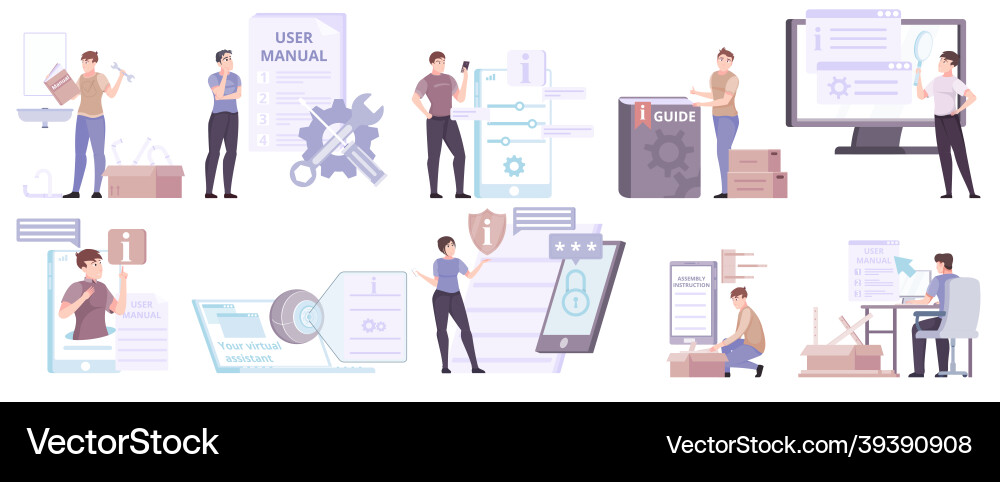 User manual icon set User manual icon set vector image