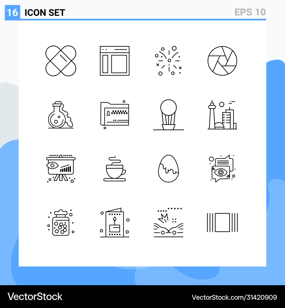 16 universal outlines set for web and mobile Vector Image