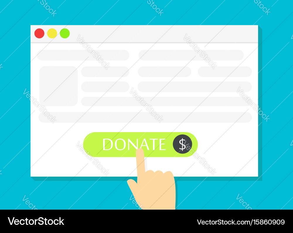 Browser window with the donate button Vector Image