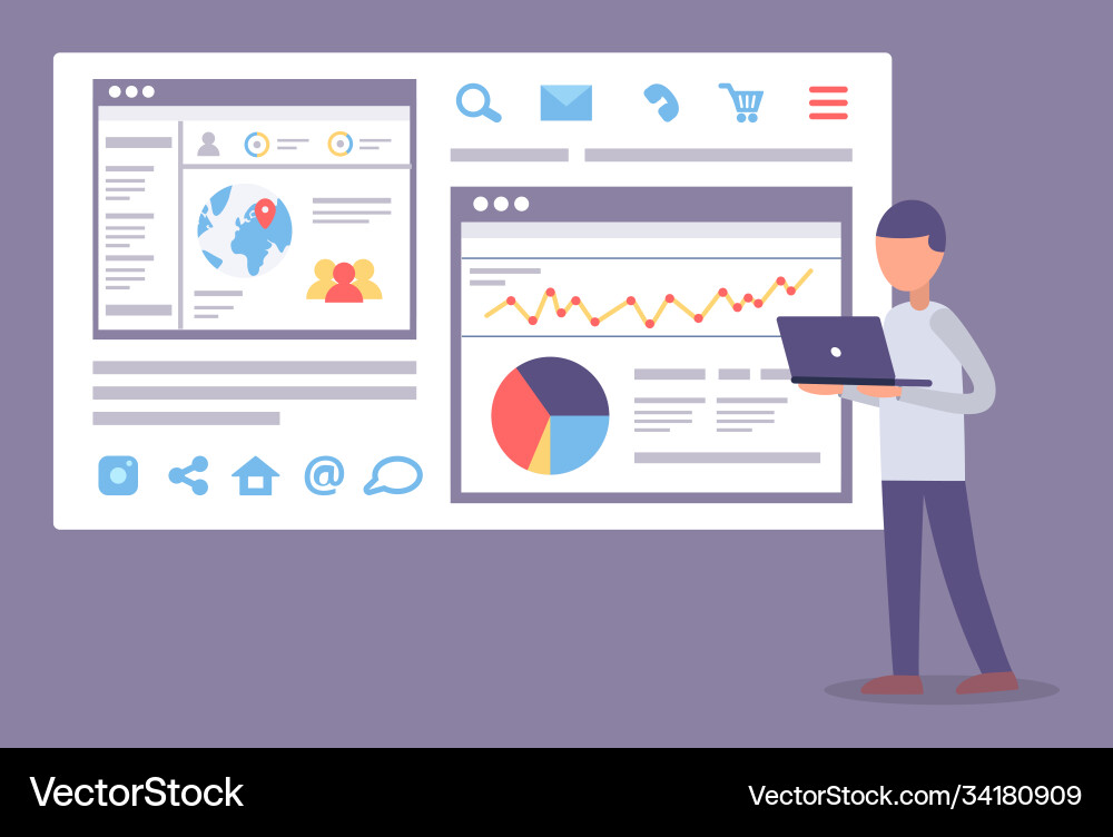 Building business website developing icon Building business website developing icon Vector Image