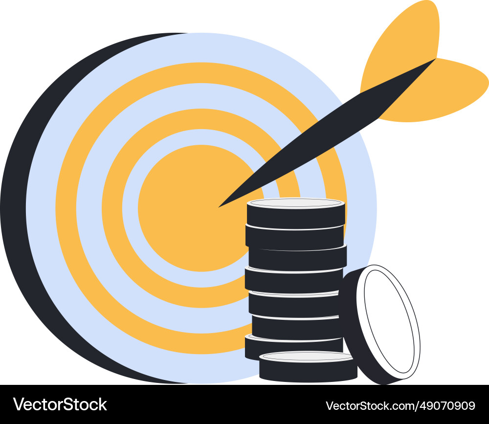 Business with dartboard target and coin pile Business with dartboard target and coin pile vector image