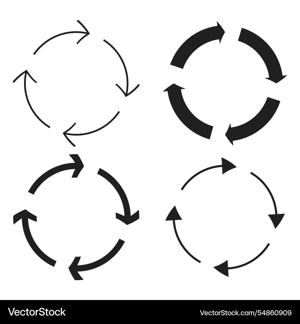 Circular arrows icon black cycle rotation minimal Circular arrows icon black cycle rotation minimal vector image