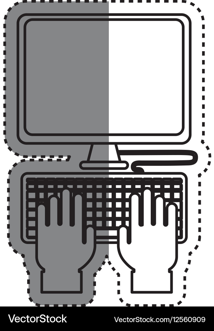 Computer with keyboard vector image