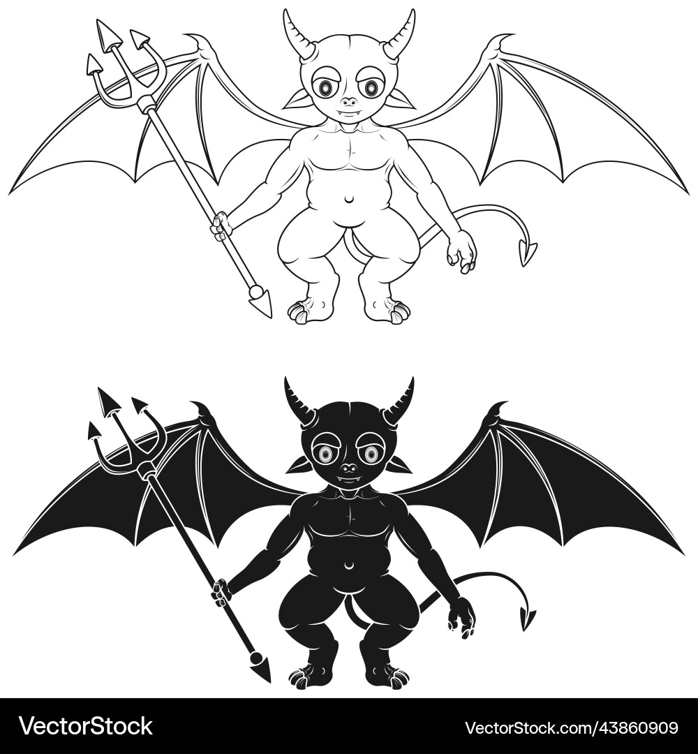 Design of little devils with tridents Vector Image