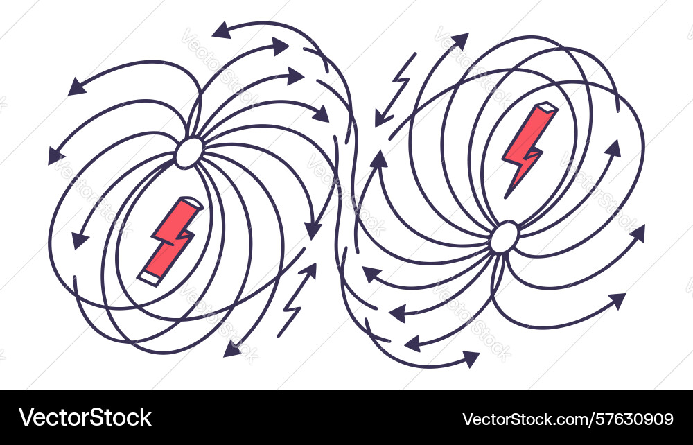 Dynamic magnetic fields abstract science design Vector Image
