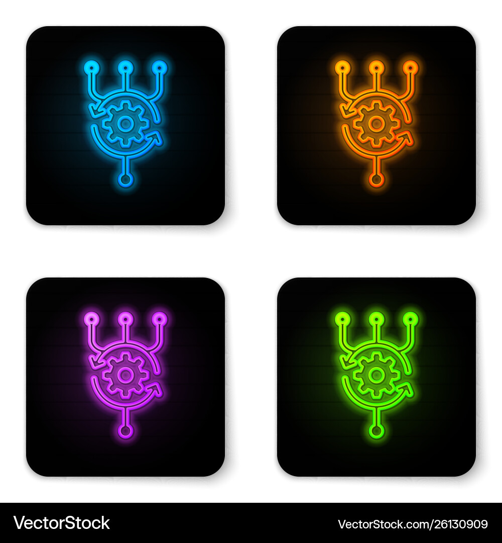 Glowing neon algorithm icon isolated on white Glowing neon algorithm icon isolated on white vector image