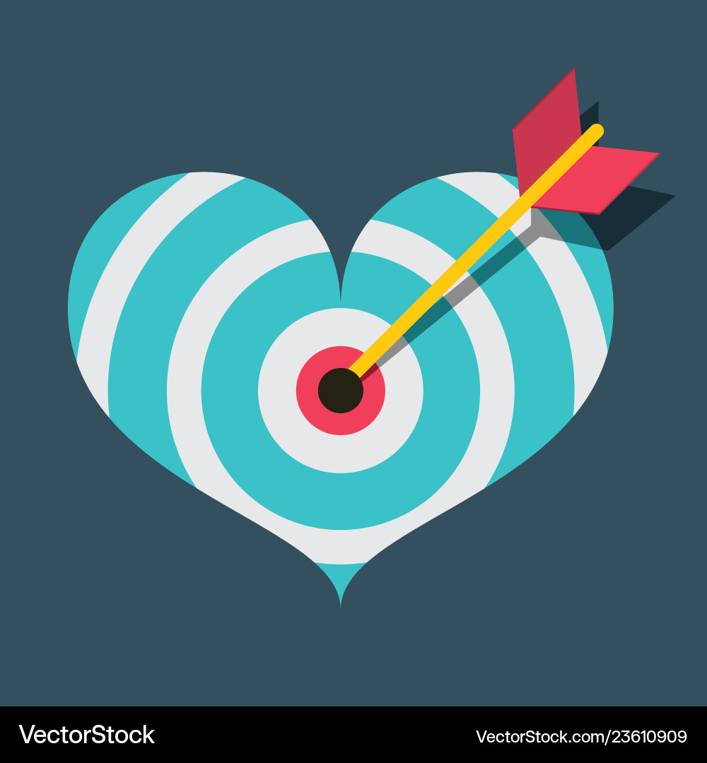 Heart target with dart flat design vector image