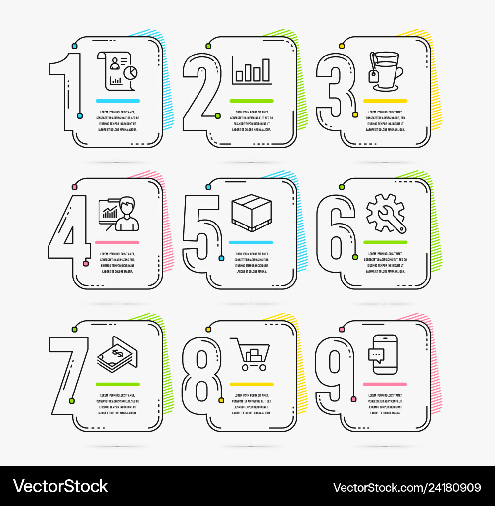 Infographic template with numbers 9 options set Infographic template with numbers 9 options set vector image