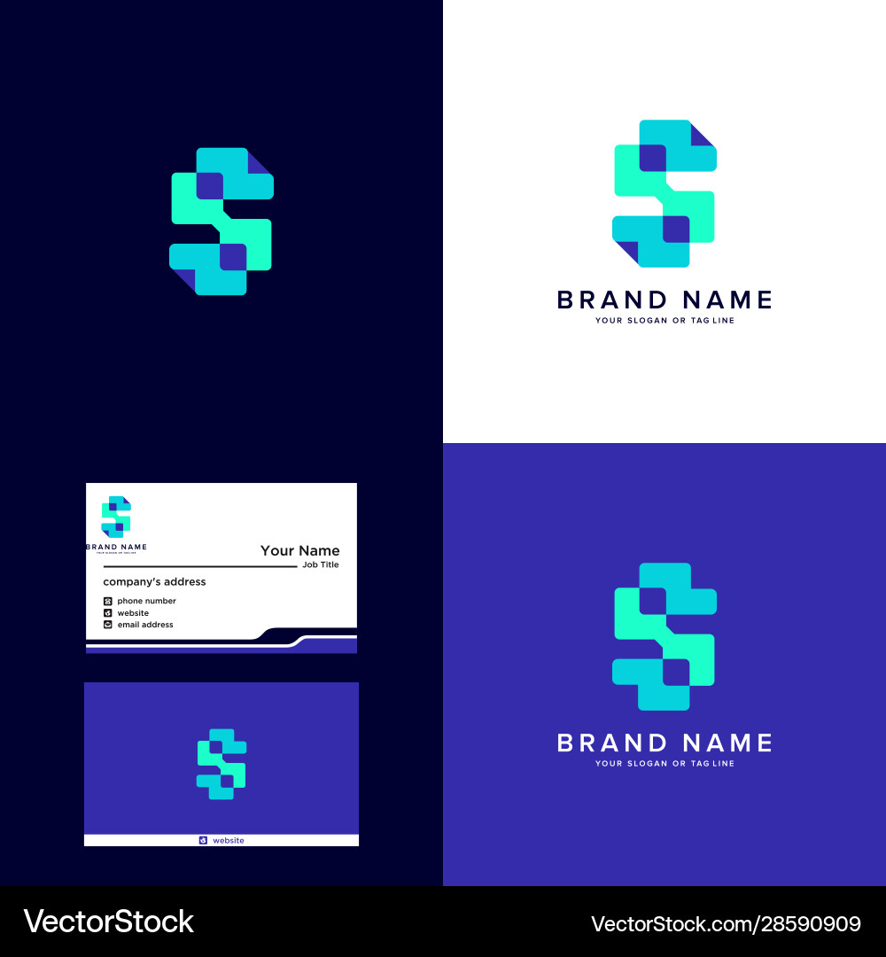 Letter S Logo with Business Card Gradient Vector Image