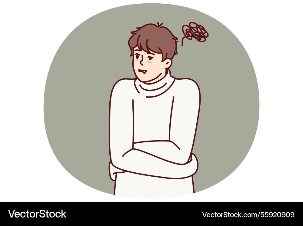 Man standing in straitjacket suffers from mental Vector Image