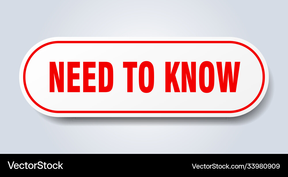 Need to know sign rounded isolated button white vector image