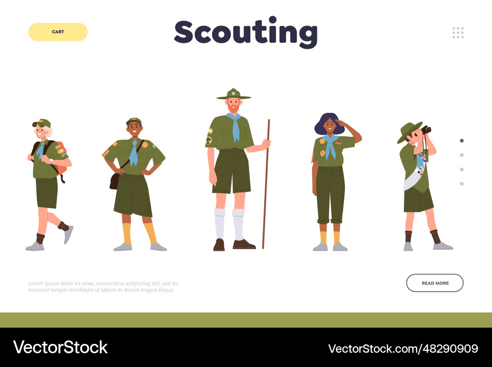 Scouting landing page design template for online Vector Image