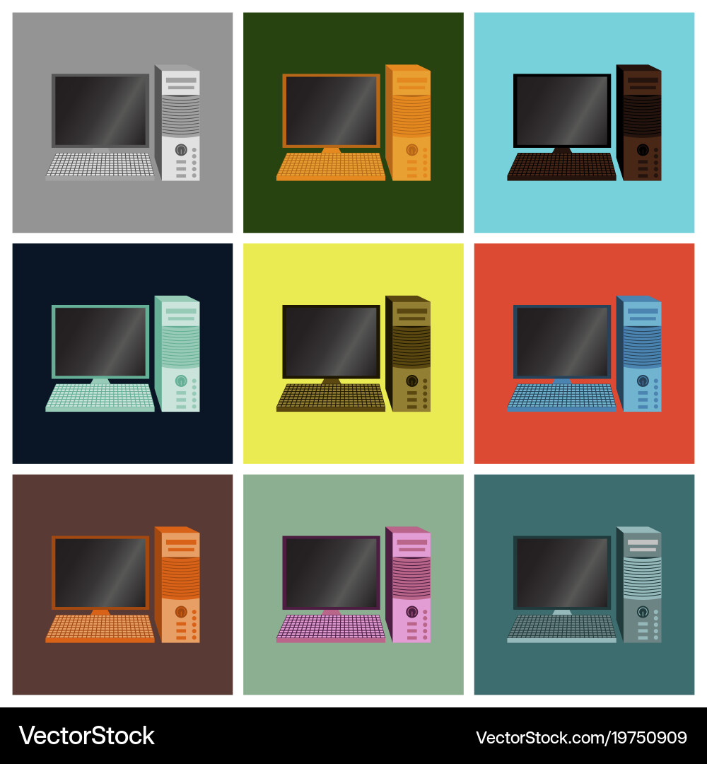 Set icons in flat design computer vector image