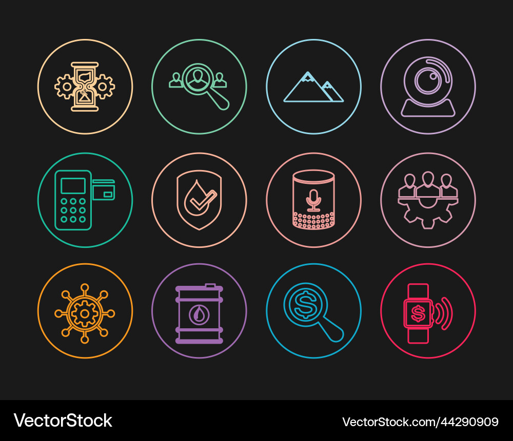 Set line contactless payment project team base Set line contactless payment project team base vector image
