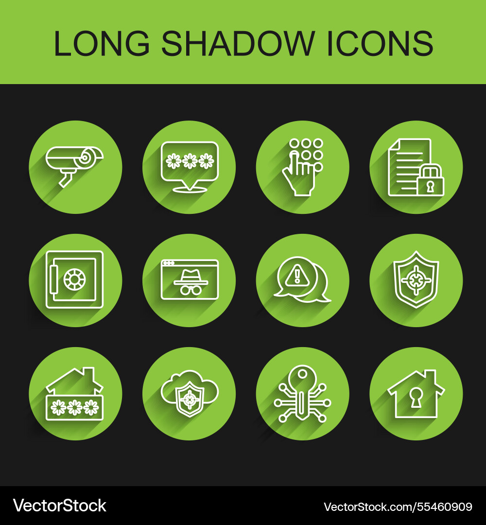 Set line house with password cloud and shield Set line house with password cloud and shield vector image