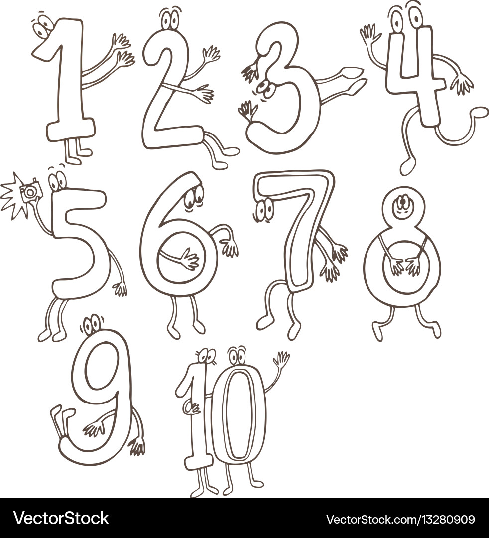 Set of cute and funny colorful number characters vector image