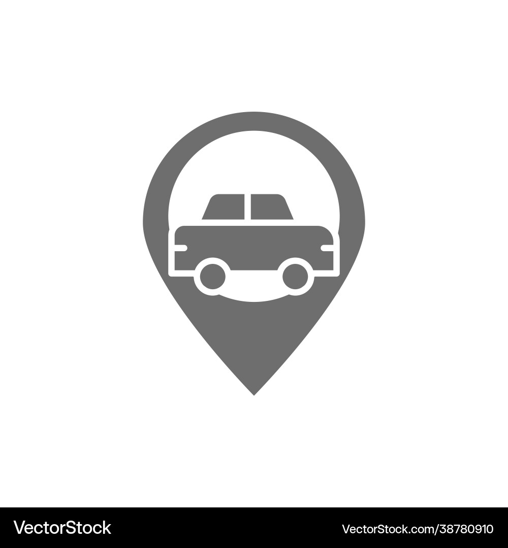 Car location map pointer with taxi gray icon Car location map pointer with taxi gray icon vector image