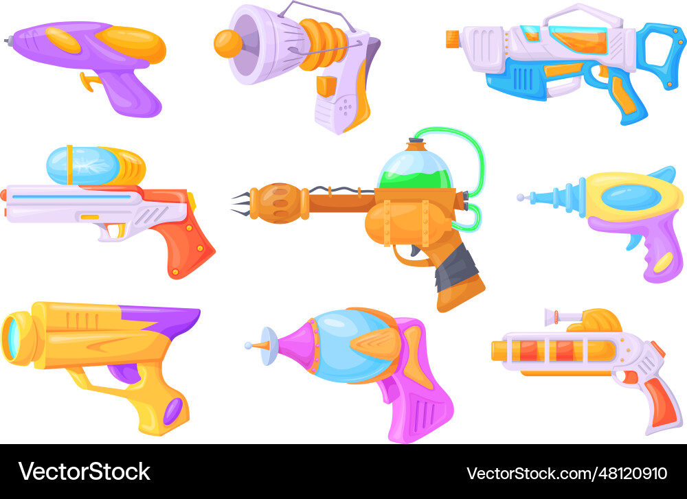 Cartoon Space Blasers futuristische Waffen Cartoon Space Blasers futuristische Waffen vektorbild