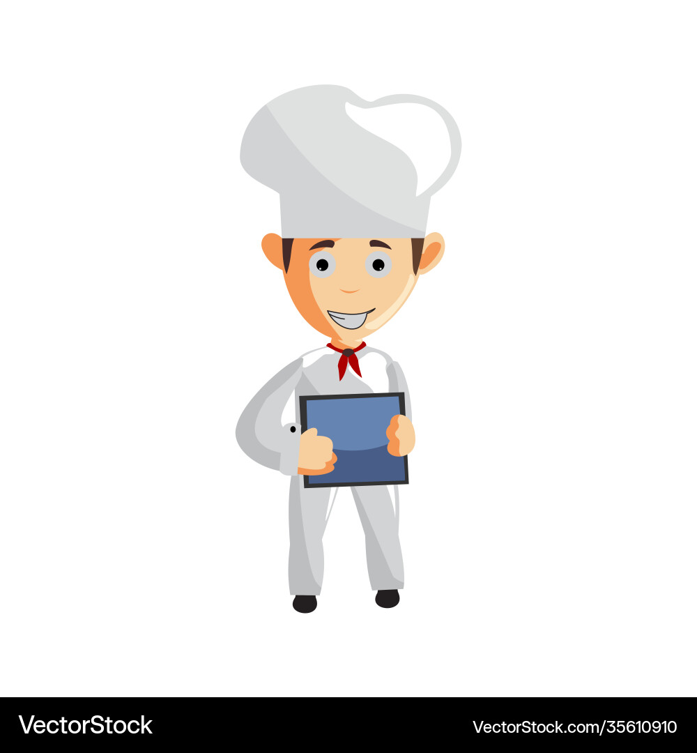 Chef character creation template pose tablet Chef character creation template pose tablet vector image