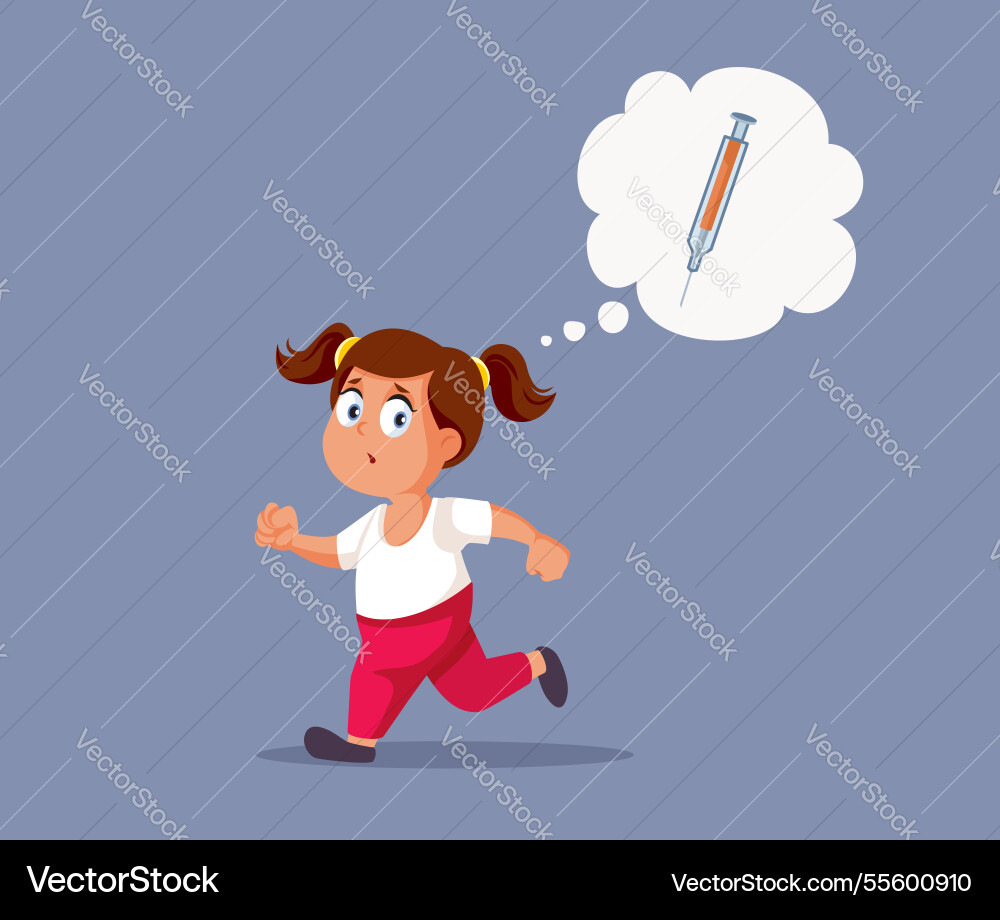 Child running from injection being fearful Child running from injection being fearful vector image