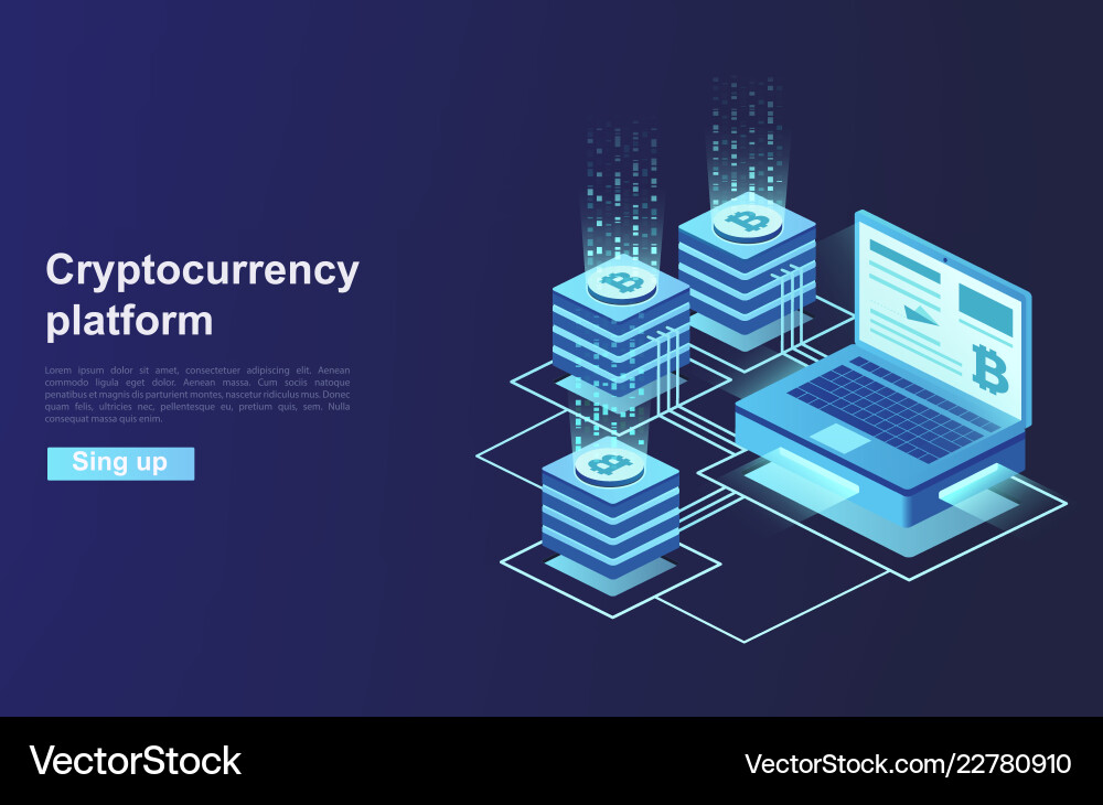 Cryptocurrency and blockchain platform creation vector image