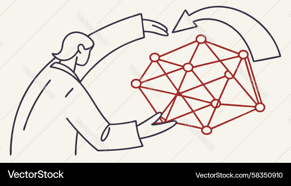 Data Network Interaction – Scientist Vector Image