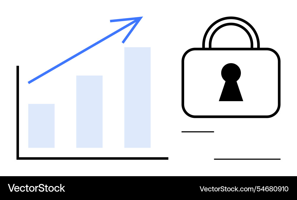 Data security growth with increasing bar chart Data security growth with increasing bar chart vector image