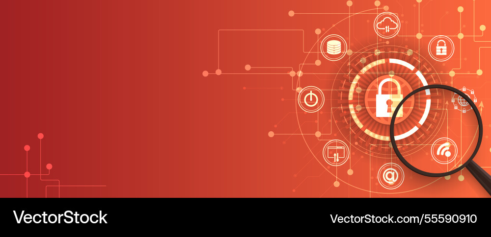 Digital lock protect data flow in global network vector image