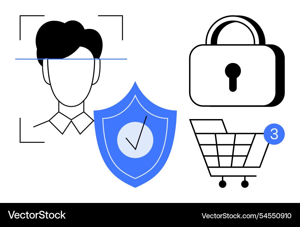 Digital security facial recognition secure Digital security facial recognition secure vector image