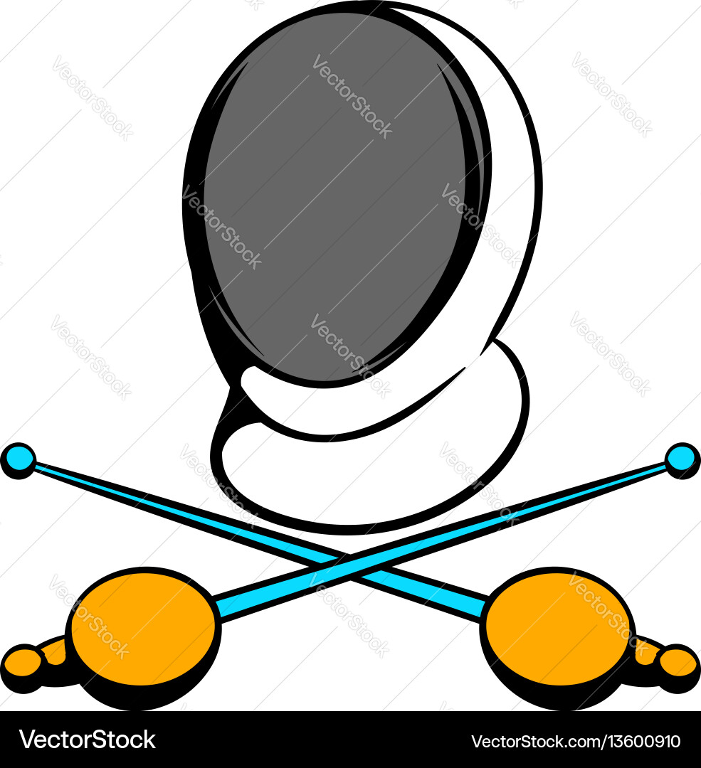 Fencing swords and helmet mask icon cartoon Fencing swords and helmet mask icon cartoon vector image