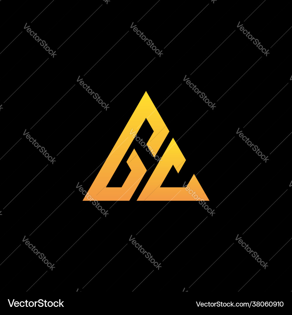 G c monogram initial logo with a yellow triangle G c monogram initial logo with a yellow triangle vector image