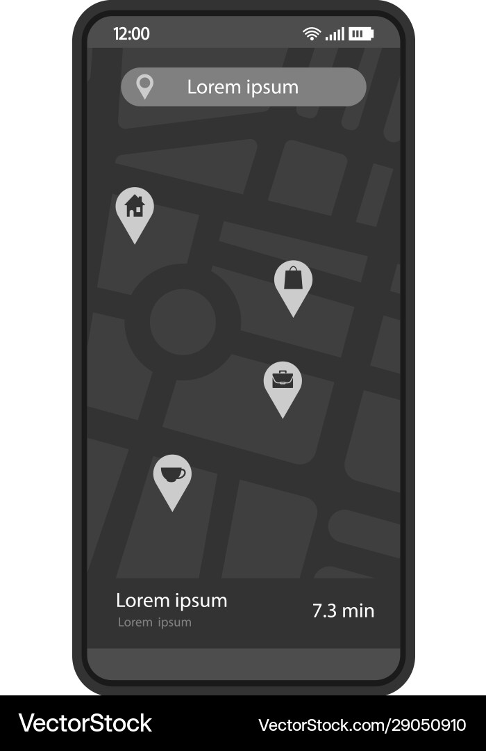 Gps navigation app interface template Gps navigation app interface template vector image